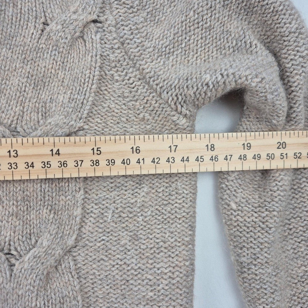 Eddie Bauer Cable Knit Angora Blend Cardigan Sweater Shawl Collar M Beige - Picture 5 of 13